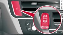 Centre console/remote control key: Starting the engine after a malfunction